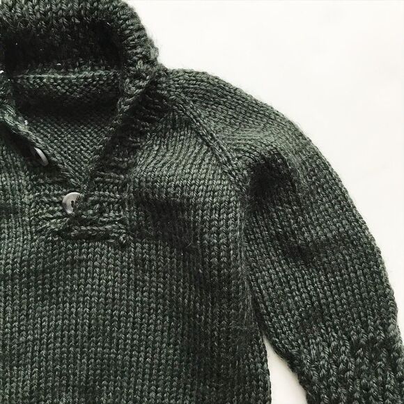 Hand knit green button front sweater EUC fits like 6-12 months - Picture 3 of 5